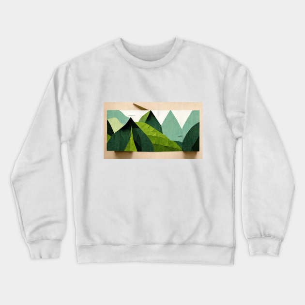 Hilly Grassland - Abstract Minimalism Papercraft Landscape Crewneck Sweatshirt by JensenArtCo